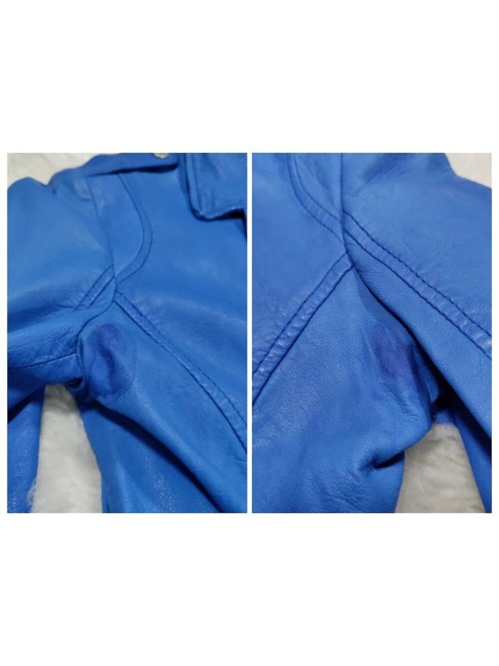 Doma Womens Blue Leather Moto Jacket XS With Zipper Details & Asymmetrical Front - Picture 8 of 15